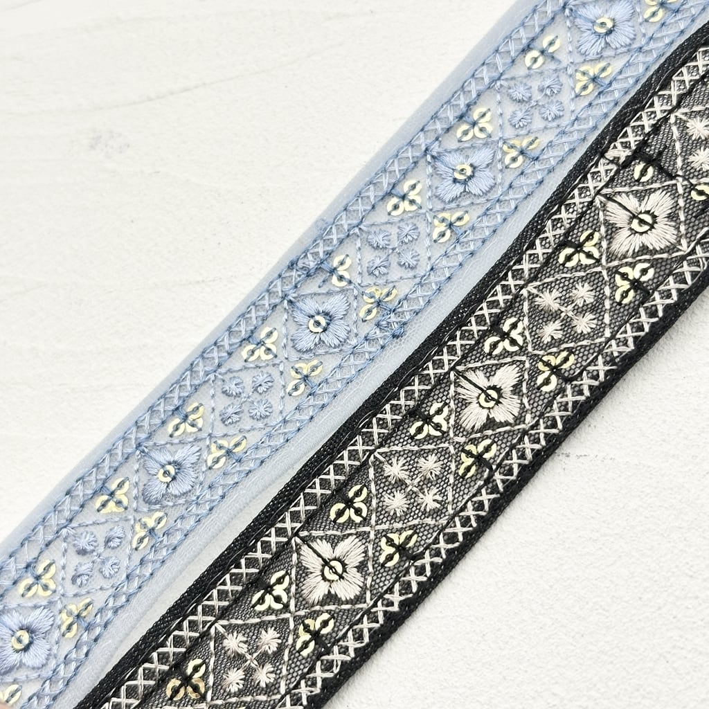 ブルー]インド刺繍リボン 2555 | インド刺繍リボン専門店Rino Ribbon