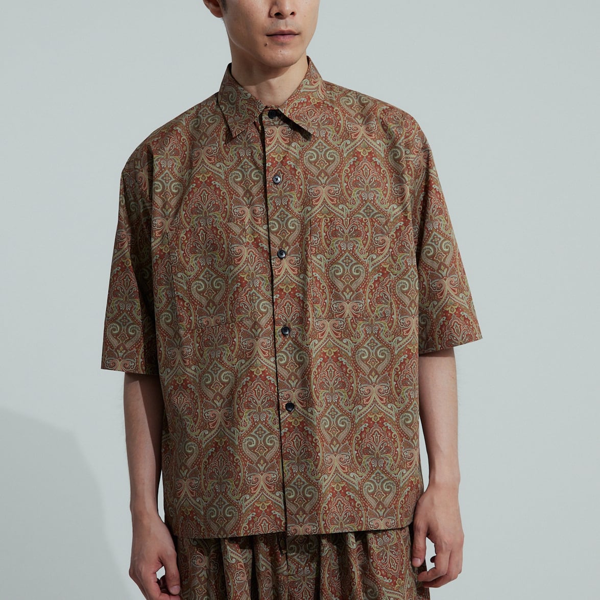 CTTN PAISLEY BOX H/S SH / コットンペイズリーBOX H/Sシャツ(ORANGE