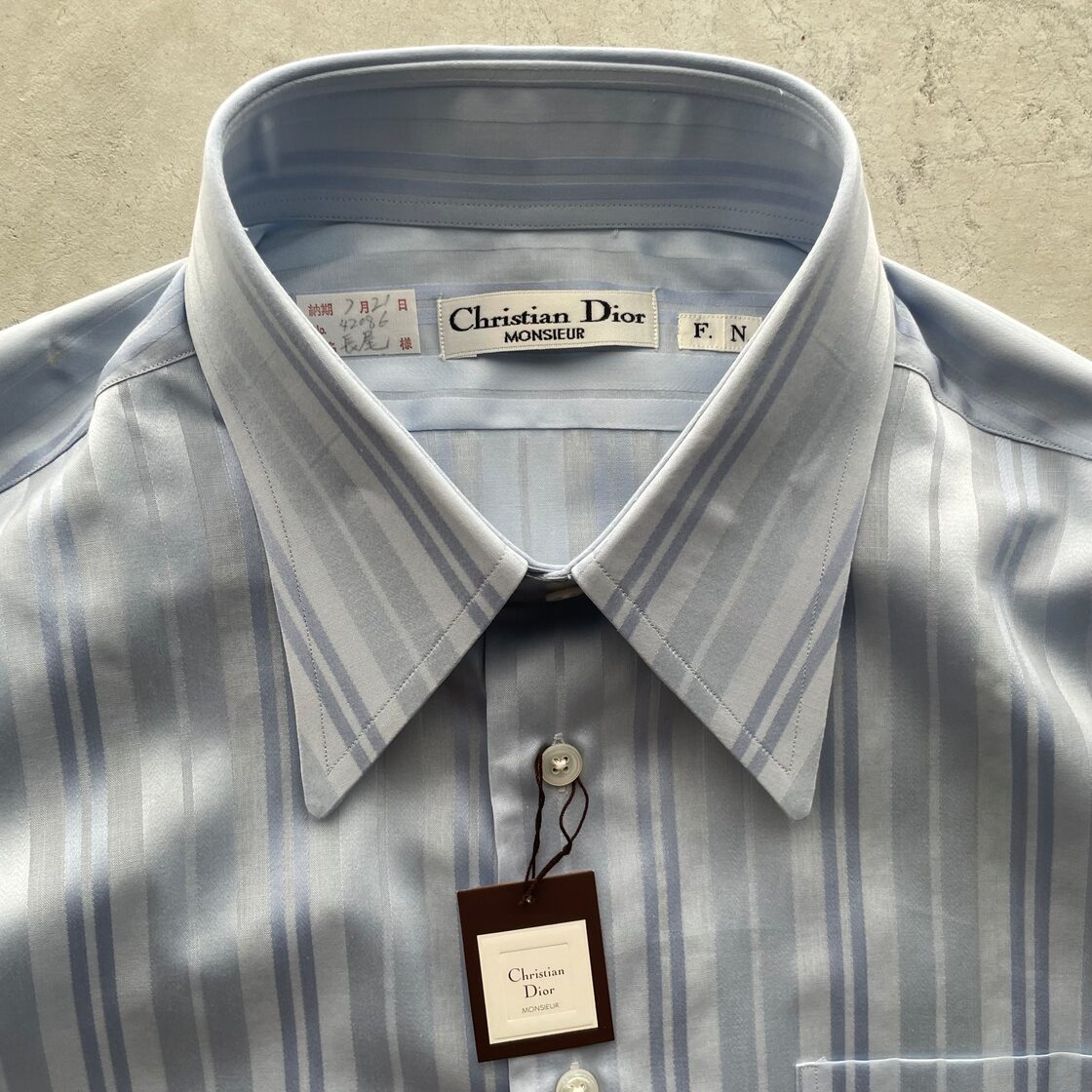 Christian Dior / vintage cotton shirt dead stock blue stripe 