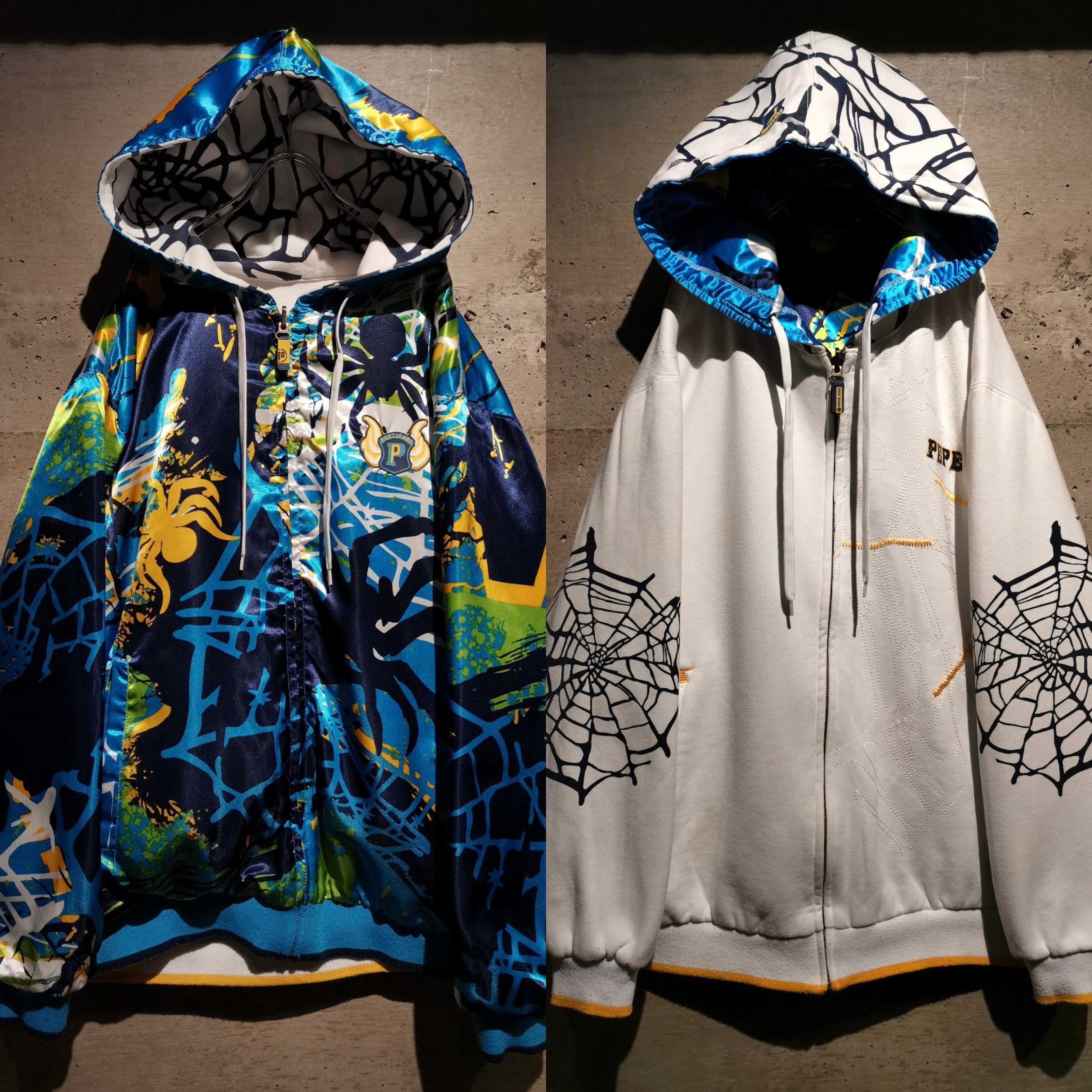 Caka】“PEPE JEANS” Reversible Spider Pattern Vintage Loose Zipup