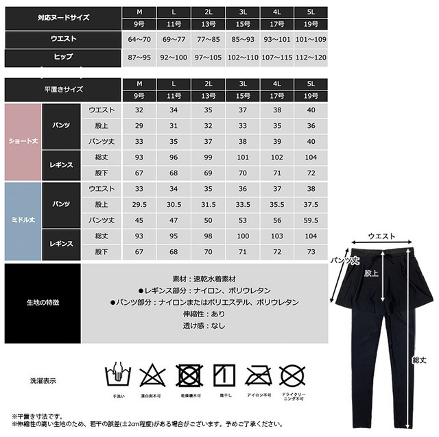 【メール便】UVカット率99.9%以上 ラッシュレギンス付きショートパンツ 水着 レディース 体型カバー 夏用 レギンス レギンス付き ショート ミドル   sp011