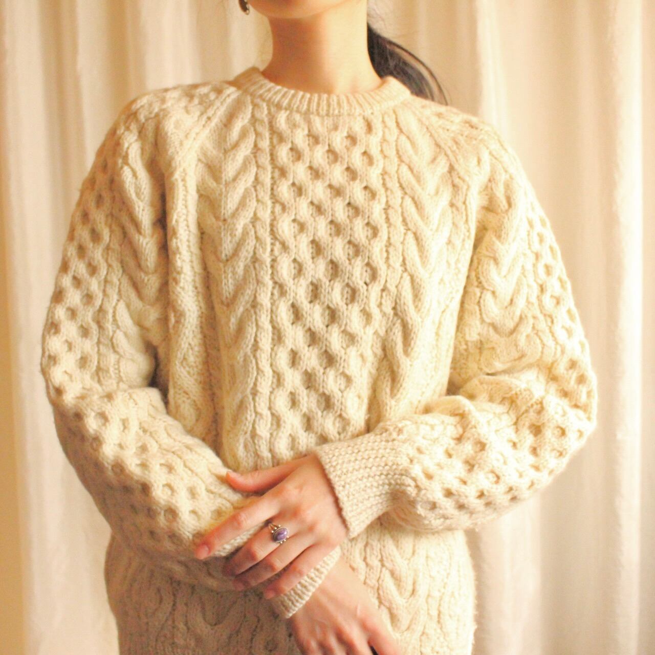 フィッシャーマンニット ホワイト【784】