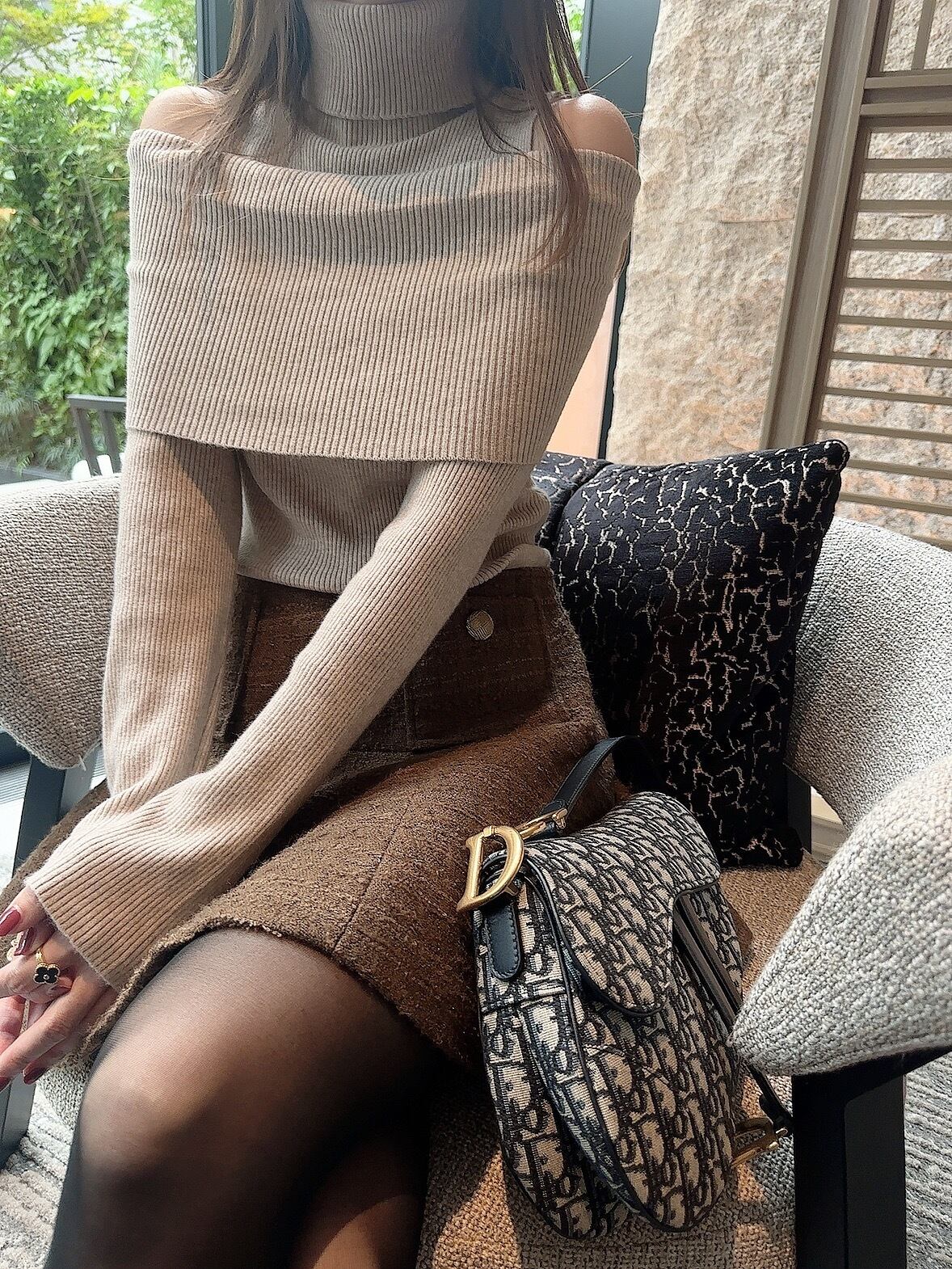 Overlap Turtleneck Knit/ oatmeal,black(11月下旬〜12月上旬頃発送予定)