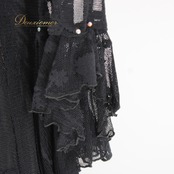 【美品 社交ダンス衣装】ワンピース ドレス DanceFashionPier Mサイズ 黒 ブラック ラインストーン チョーカー レース 可愛い