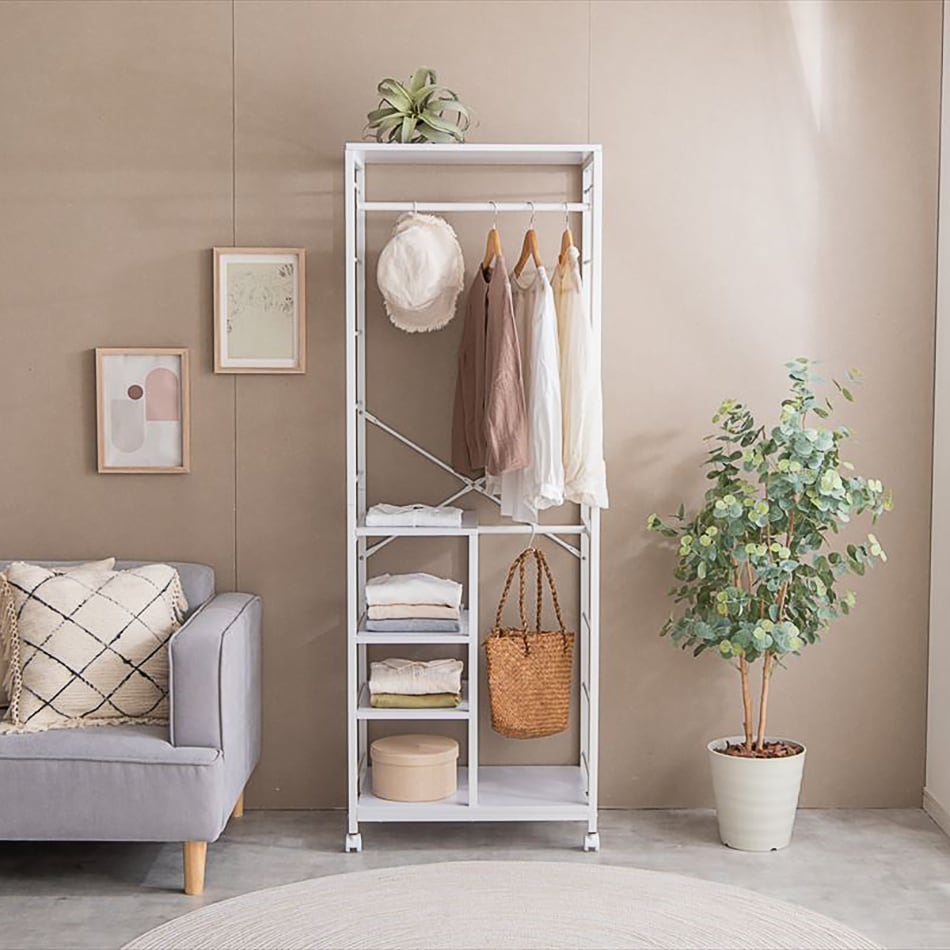 幅60cm】Tito 棚付きハンガーラック