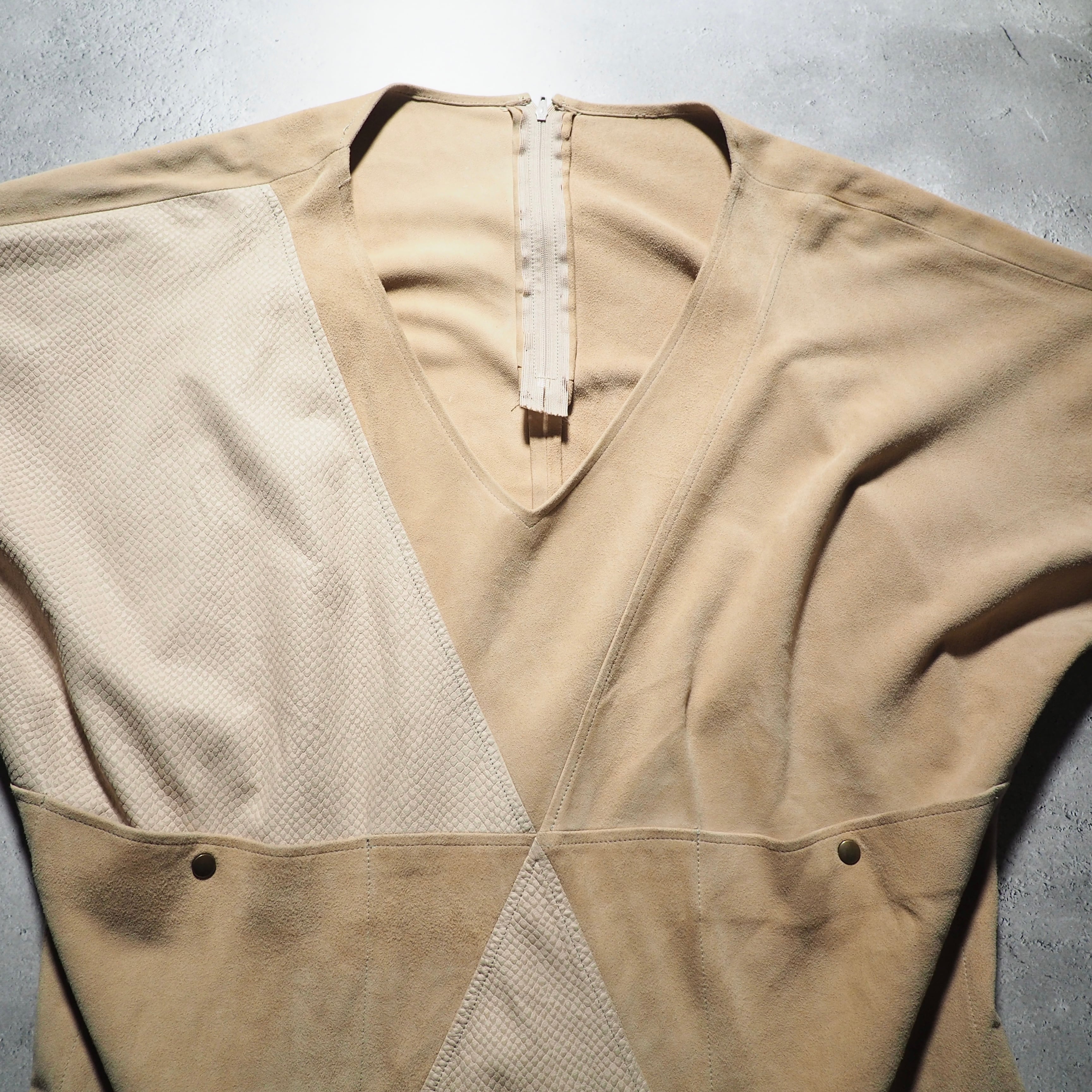 ” Unknown ” suede leather custom vintage loose pull over Tee