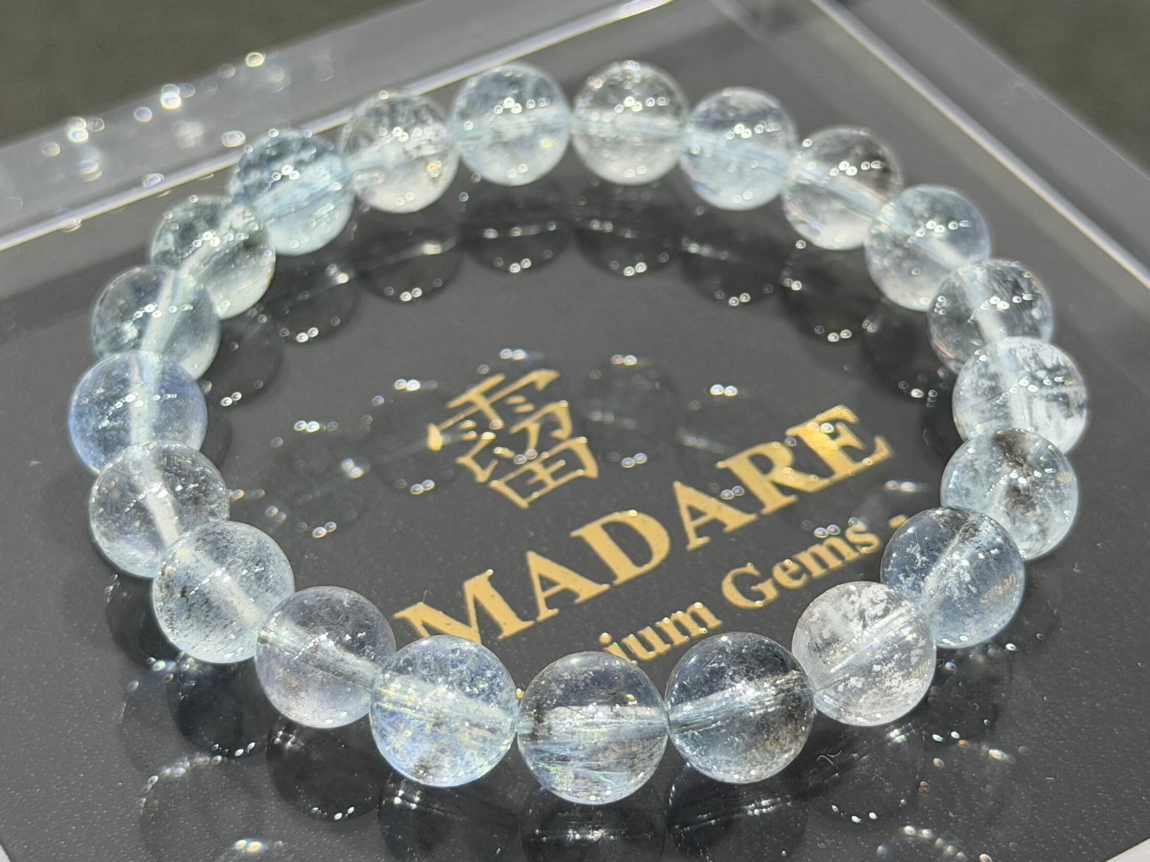 No.1705【S】ブラックスターアクアマリンブレスレット | 霤 AMADARE