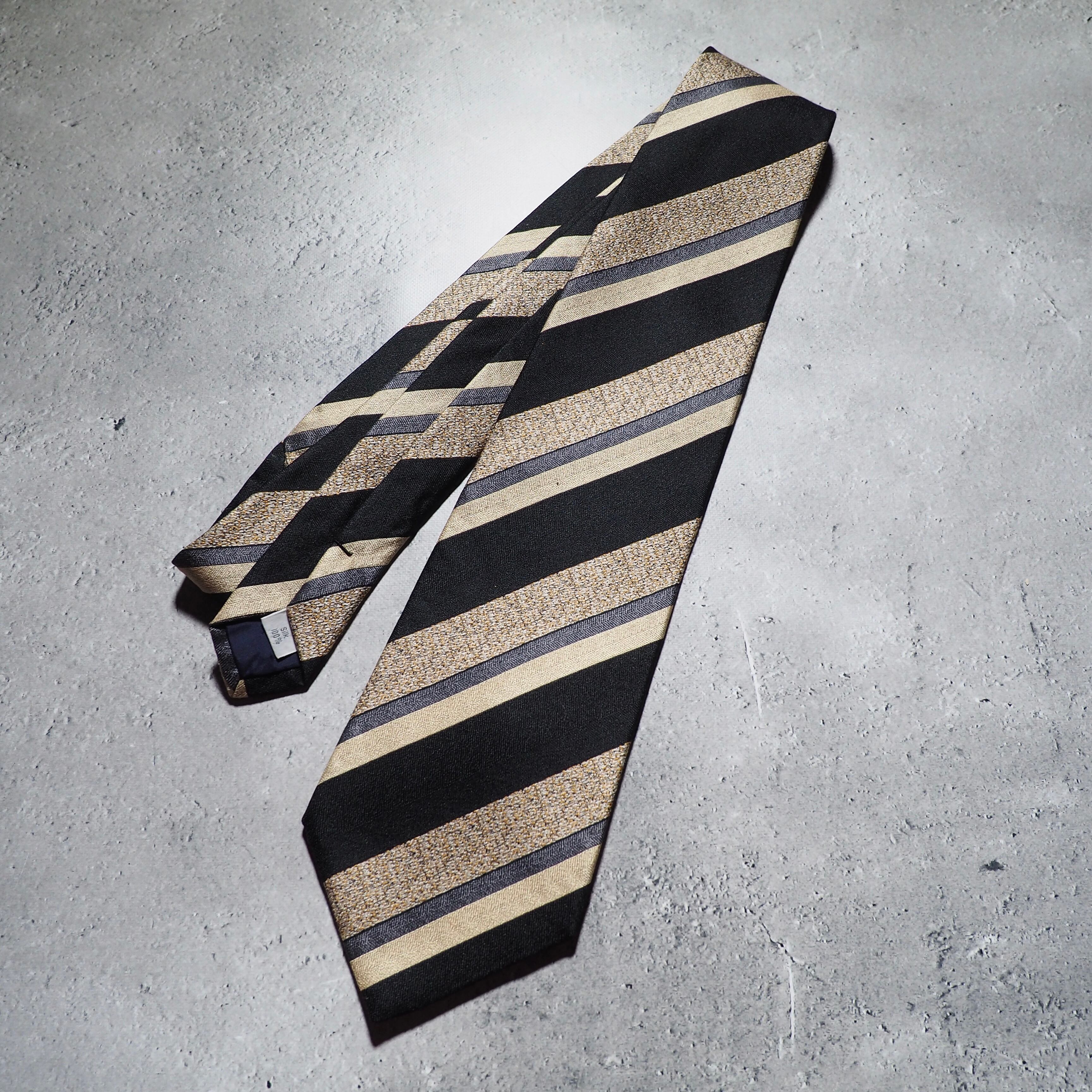 Black mode fat stripe Design vintage silk tie