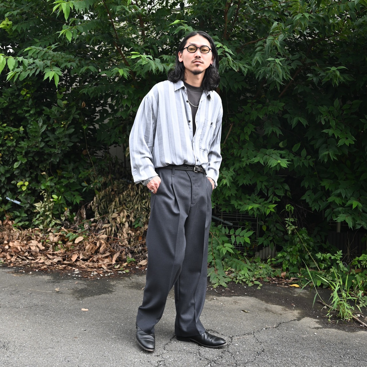 SHIRT7(グーチヴィスコースストライプロングスリーブシャツデッドストック)