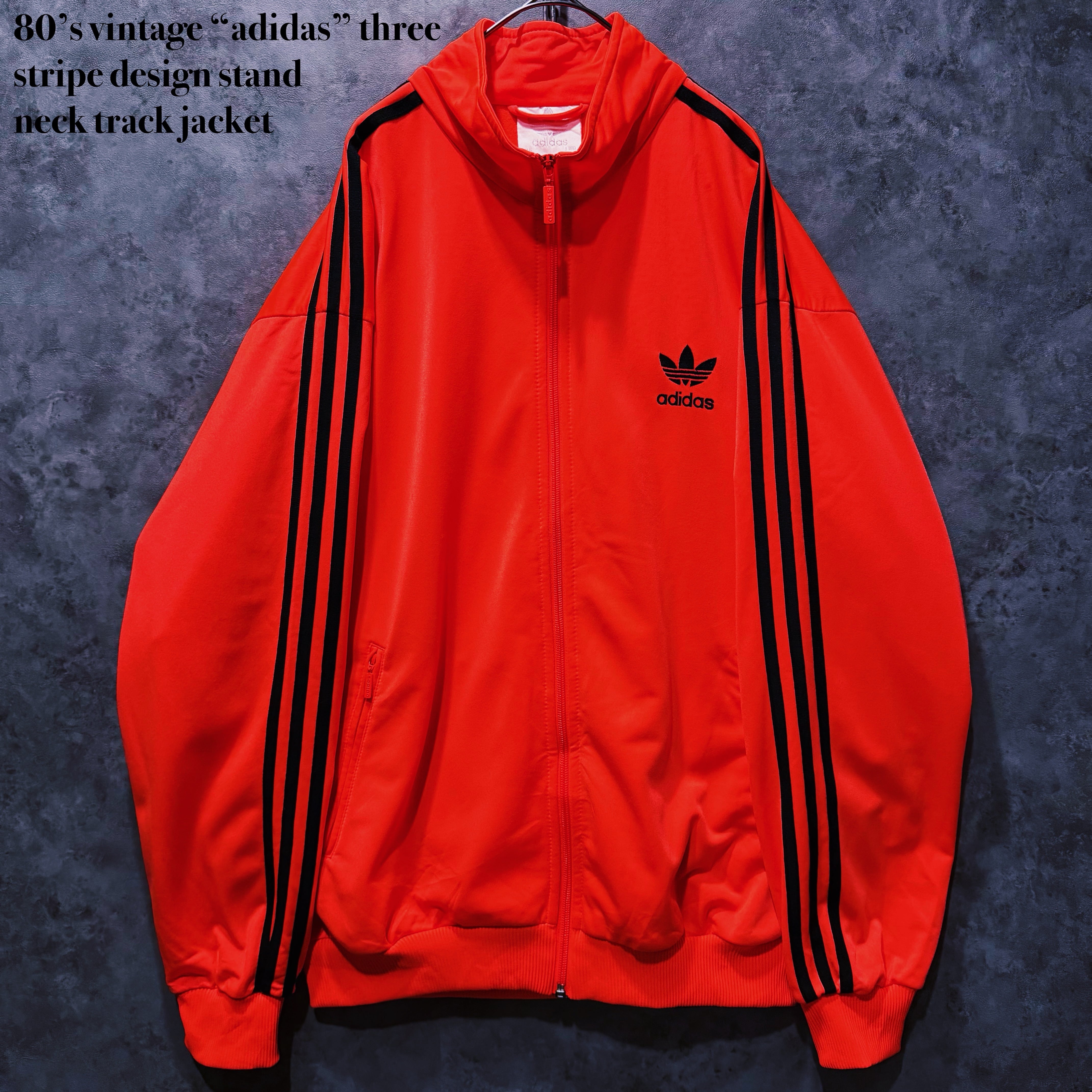【doppio】80’s vintage “adidas” three stripe design stand neck track jacket