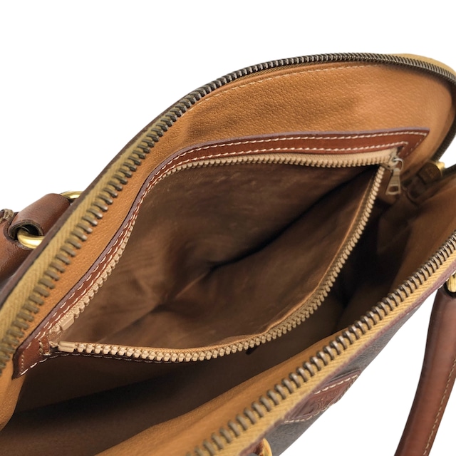 CELINE セリーヌ マカダム ショルダーバッグ ブラウン ブラゾン型押し PVC 2WAY vintage ヴィンテージ オールド rpmpji