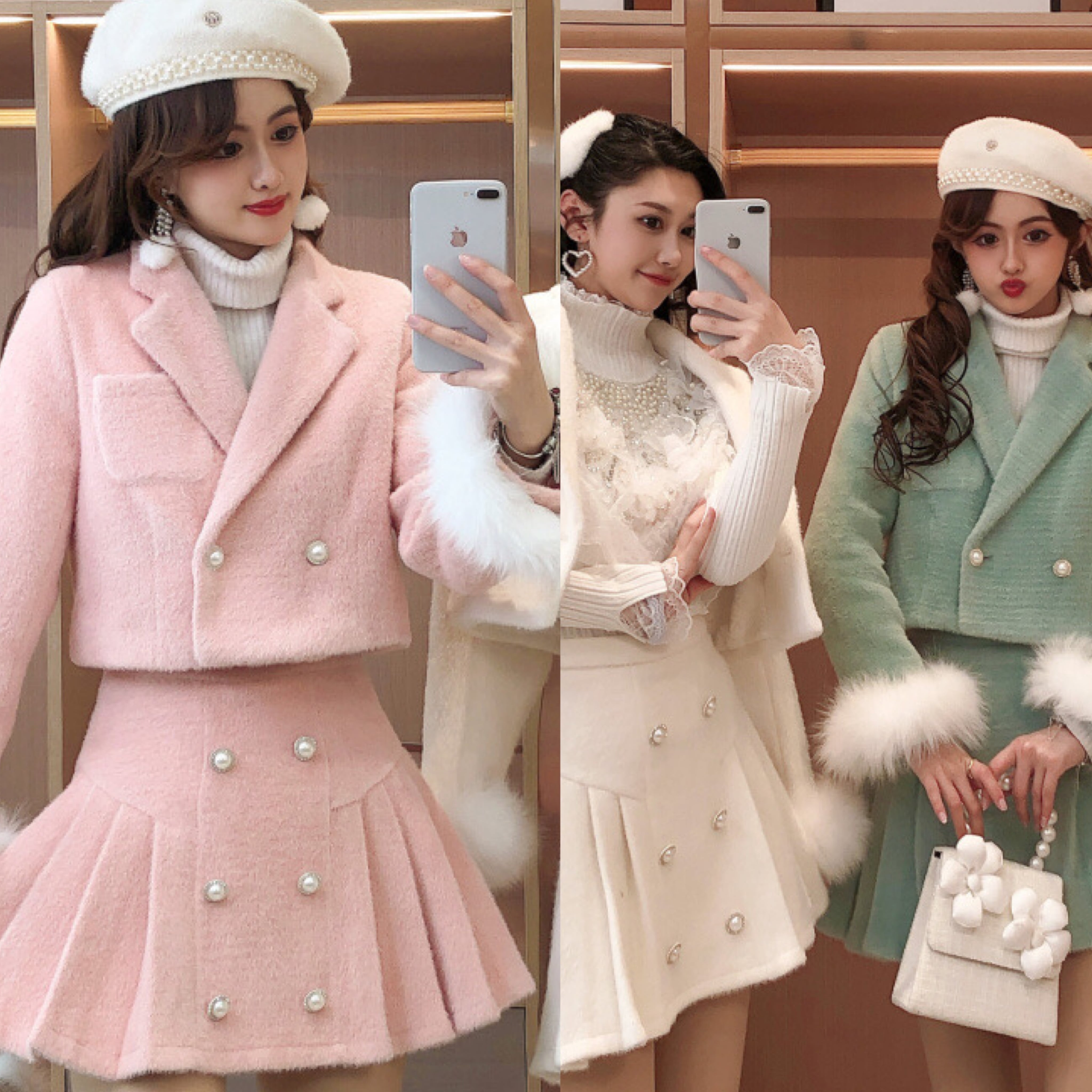 PATOU ピンク フード付きコート スカート セットアップ（Patou 