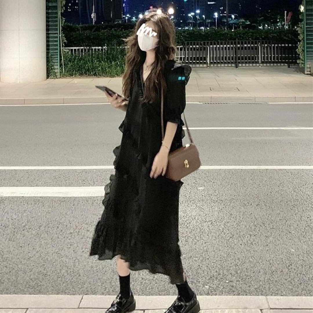 大流行中! ふんり Aライン フレアー アシンメトリーワンピース 大流行中! ふんり Aライン フレアー アシンメトリーワンピース