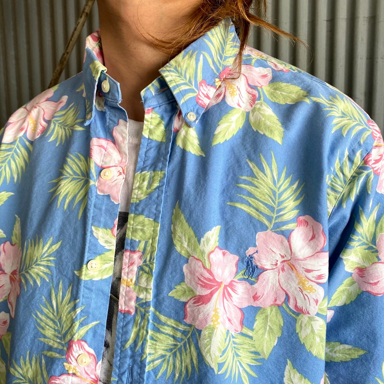 RALPH LAUREN ラルフローレン 長袖 ハイビスカス 花柄 総柄シャツ 