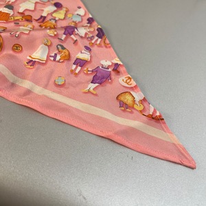 CHANEL シャネル ココマーク タグ付き シルク スカーフ ピンク A-10045