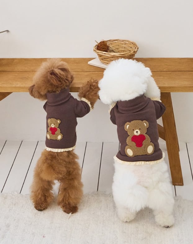 予約【eomuk】Boucle Bear Warm T-shirt (Brown)