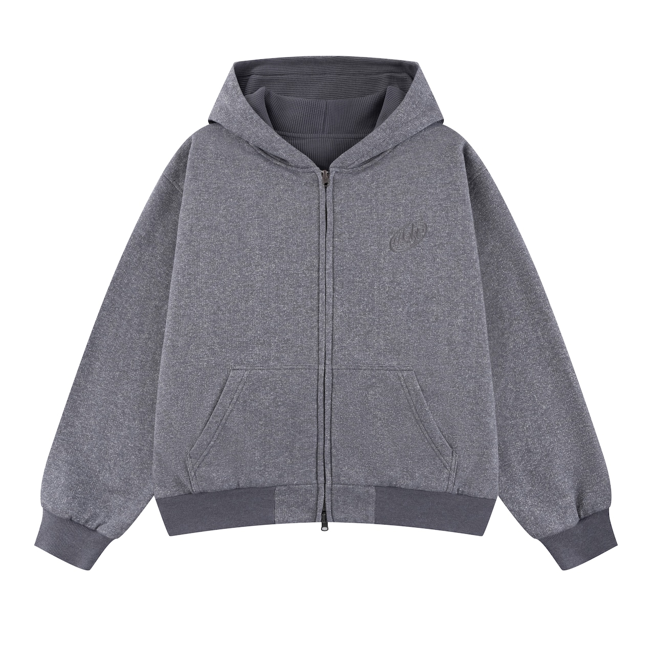 WOKE EDGE  / Double Face Glit Zip Hoodie