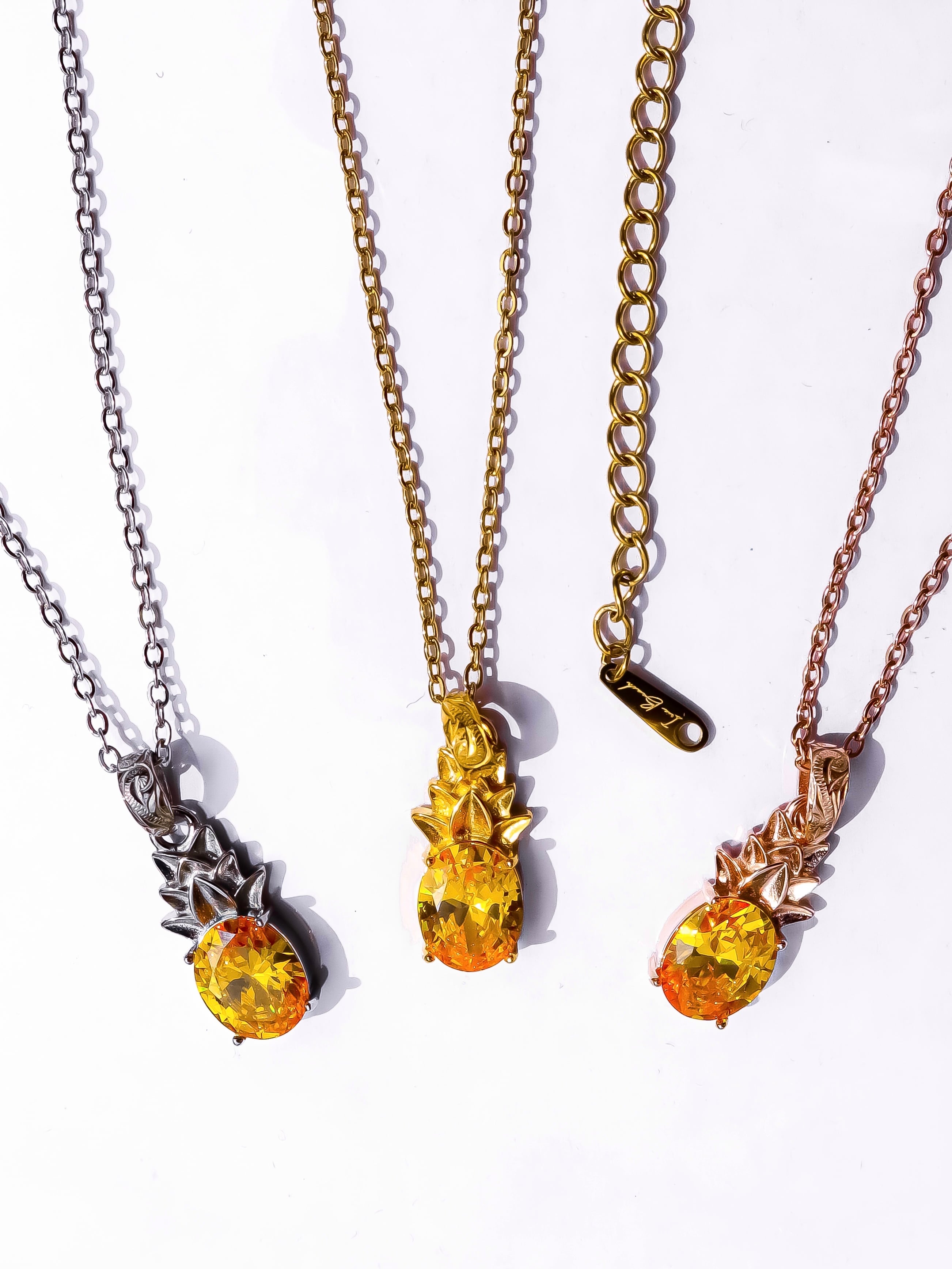 pineapple necklace with yellow stone
