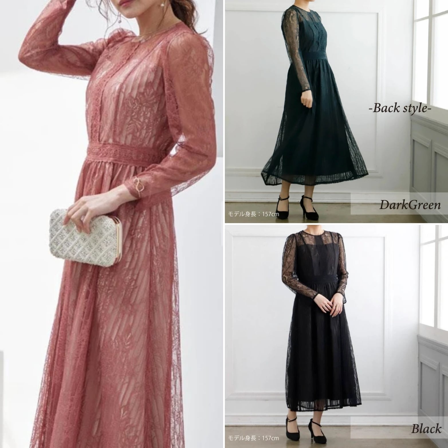 ストライプフラワープリーツレースドレス【結婚式お呼ばれ】/浜松ドレスショップ/by6sense in the closet