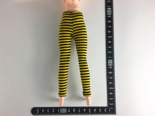 ドールアクセサリ 1/6 女性用 レギンス ストライプ 黒黄 - 画像2