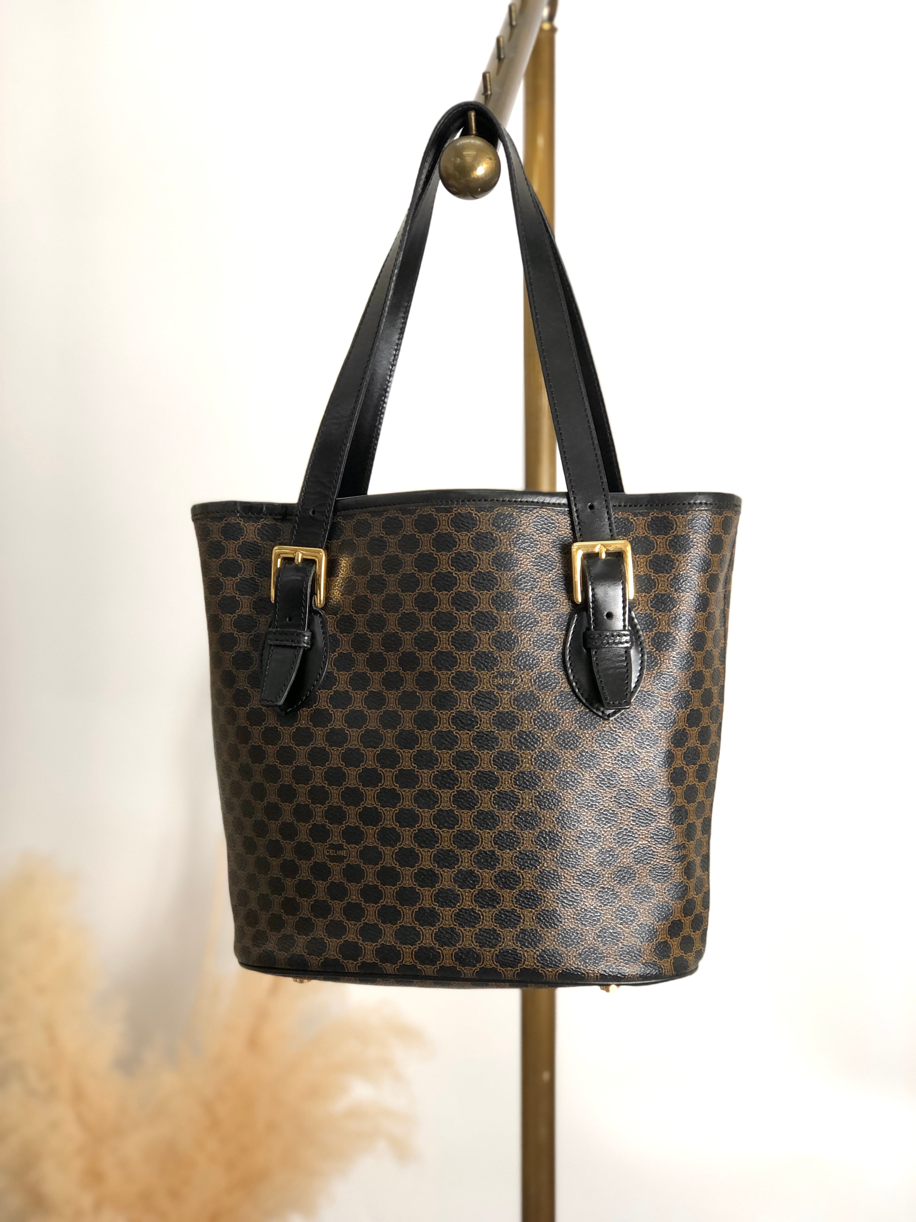 CELINE セリーヌ マカダム トートバッグ ブラック PVCレザー MC99