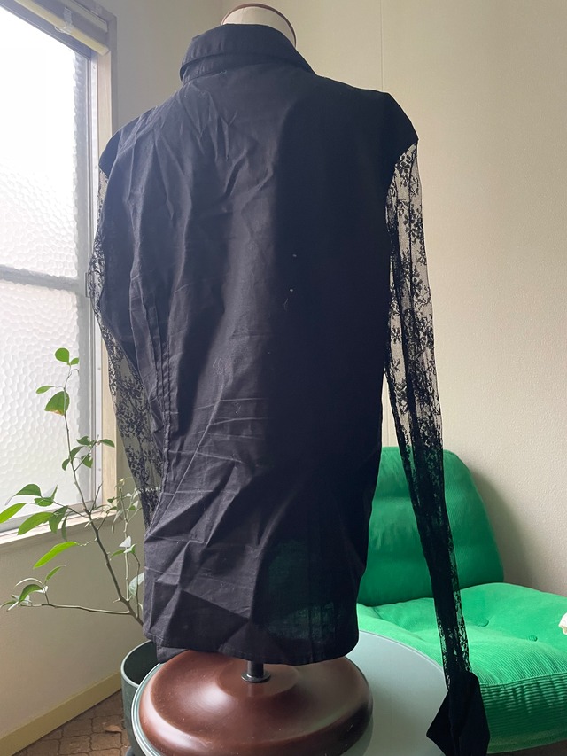 90s-I・N・C Lace Sleeve Shirt / Black