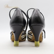 社交ダンス 衣装 ラテン シューズ ブラック系 リズム RHYTHM 黒 金 靴 くつ ヒール ストラップ 華やか レディース パーティー ステージ イベント 練習 レッスン ダンスシューズ ダンス衣装 ゴールド系