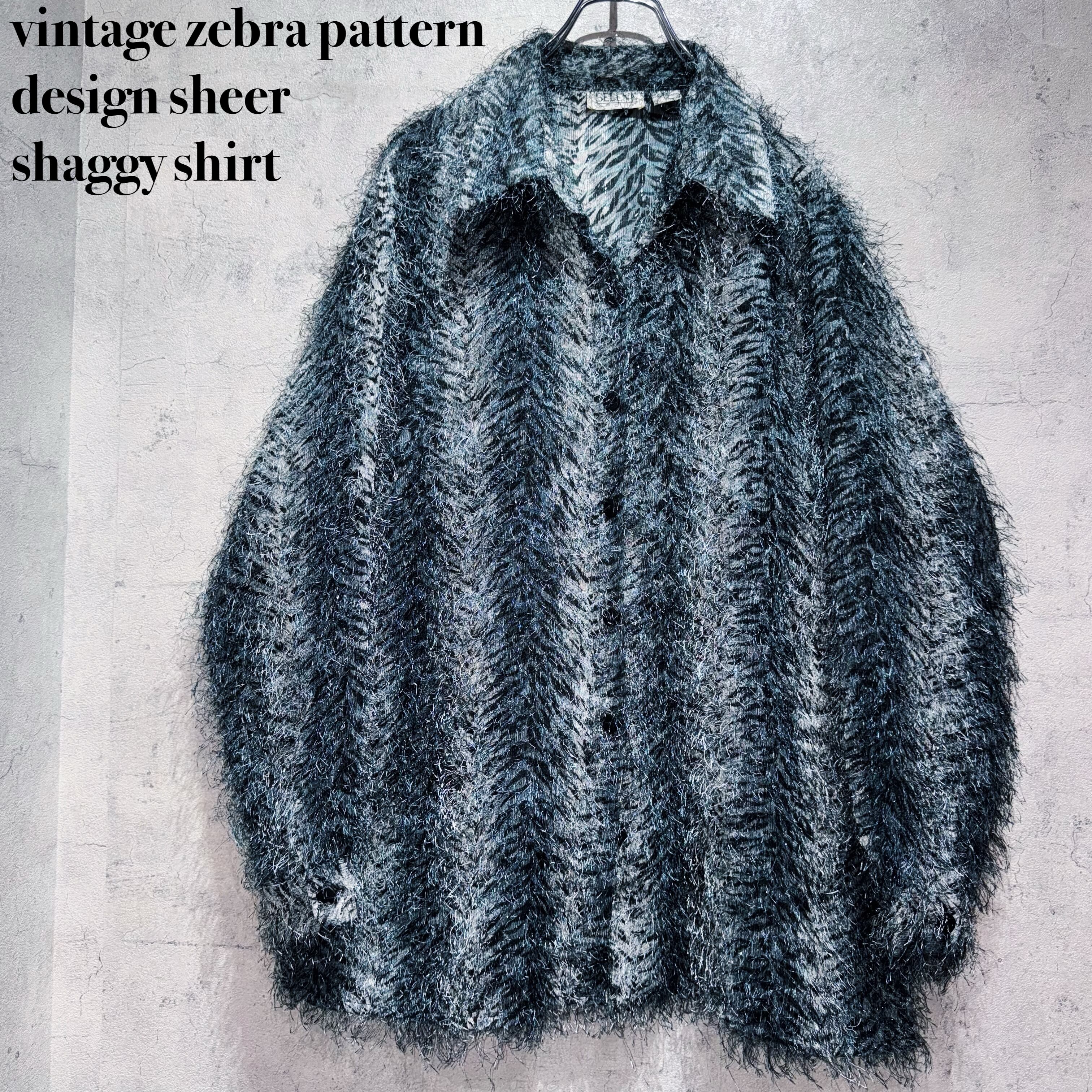 vintage zebra pattern design sheer shaggy shirt