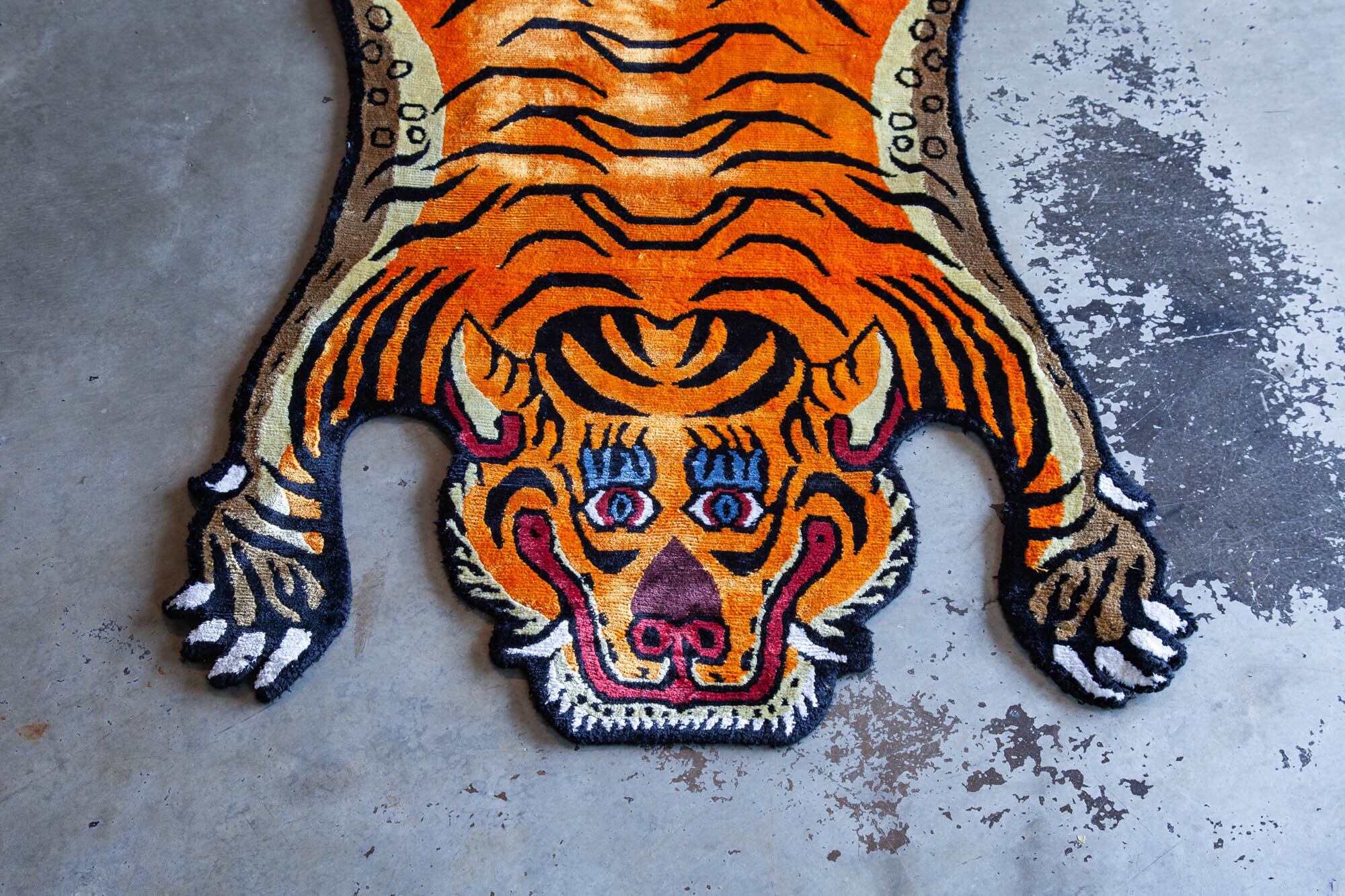 【最終値下げ】チベタンタイガーラグ　Mサイズ　シルク Tibetan Tiger Rug 《Mサイズ•シルク023》チベタンタイガーラグ