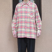 70's~ cotton light flannel check shirt
