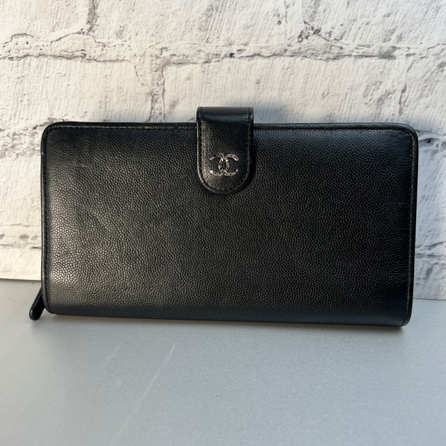 CHANEL シャネル ココマーク  カーフスキン 長財布 ブラック A-12178