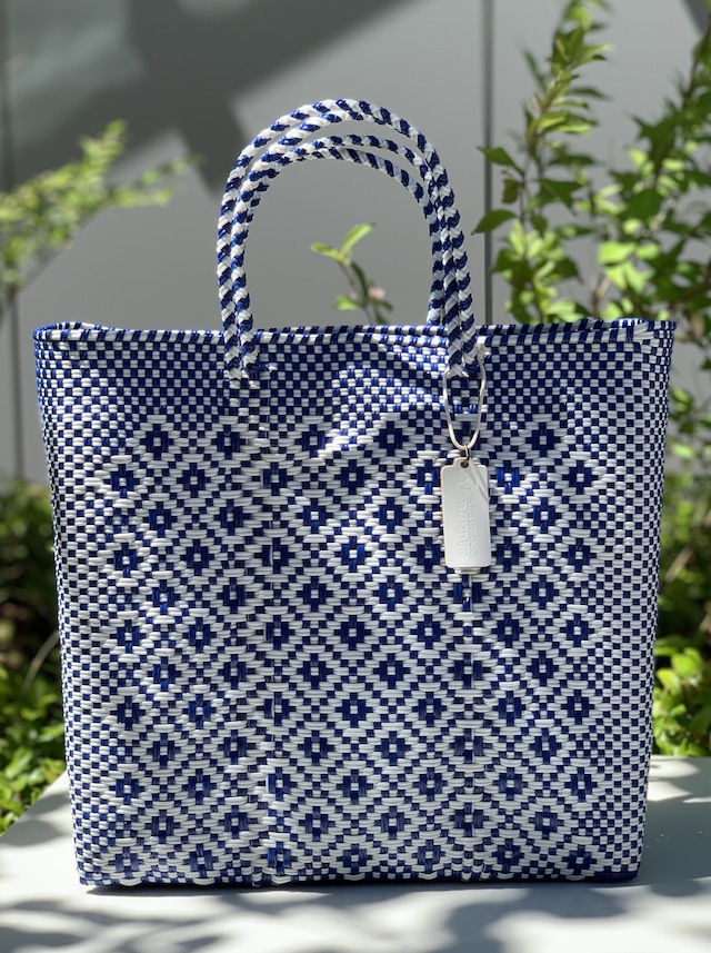 M Mercado Bag (Normal handle) White/Blue