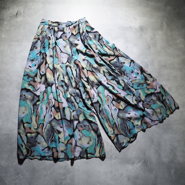 ” Sixth sense ” abstract art  pattern vintage pleats wide hakama pants