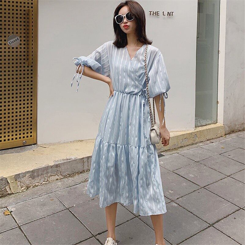 【新作】【送料無料】 妊娠中の授乳中の赤ちゃんのドレス夏のマタニティスウィートルーススレンダー妊娠中の女性のロングドレス 大人ガーリー キュート カジュアル サマー 夏物 AL expec356215451014