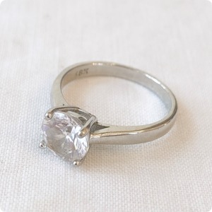 フランスヴィンテージ 指輪 リング | 18K ホワイトゴールド  ジルコニア ソリティアリング| 1900年代中頃～後半