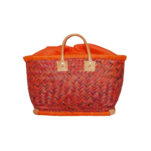 【かごバッグ】パニエM / インナーバック付き / Orange x Blue x Pink マルシェバッグ