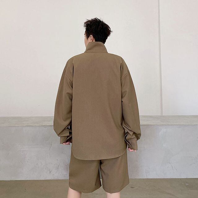 予約販売】メンズ セットアップ 上下 ハーフパンツ 長袖シャツ