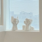 アート花瓶 人物モチーフ セラミック製 モダン彫刻 ホワイト フラワーベース インテリア雑貨 現代アート 手のひら 顔 オブジェ ミニマル 韓国インテリア 光沢仕上げ