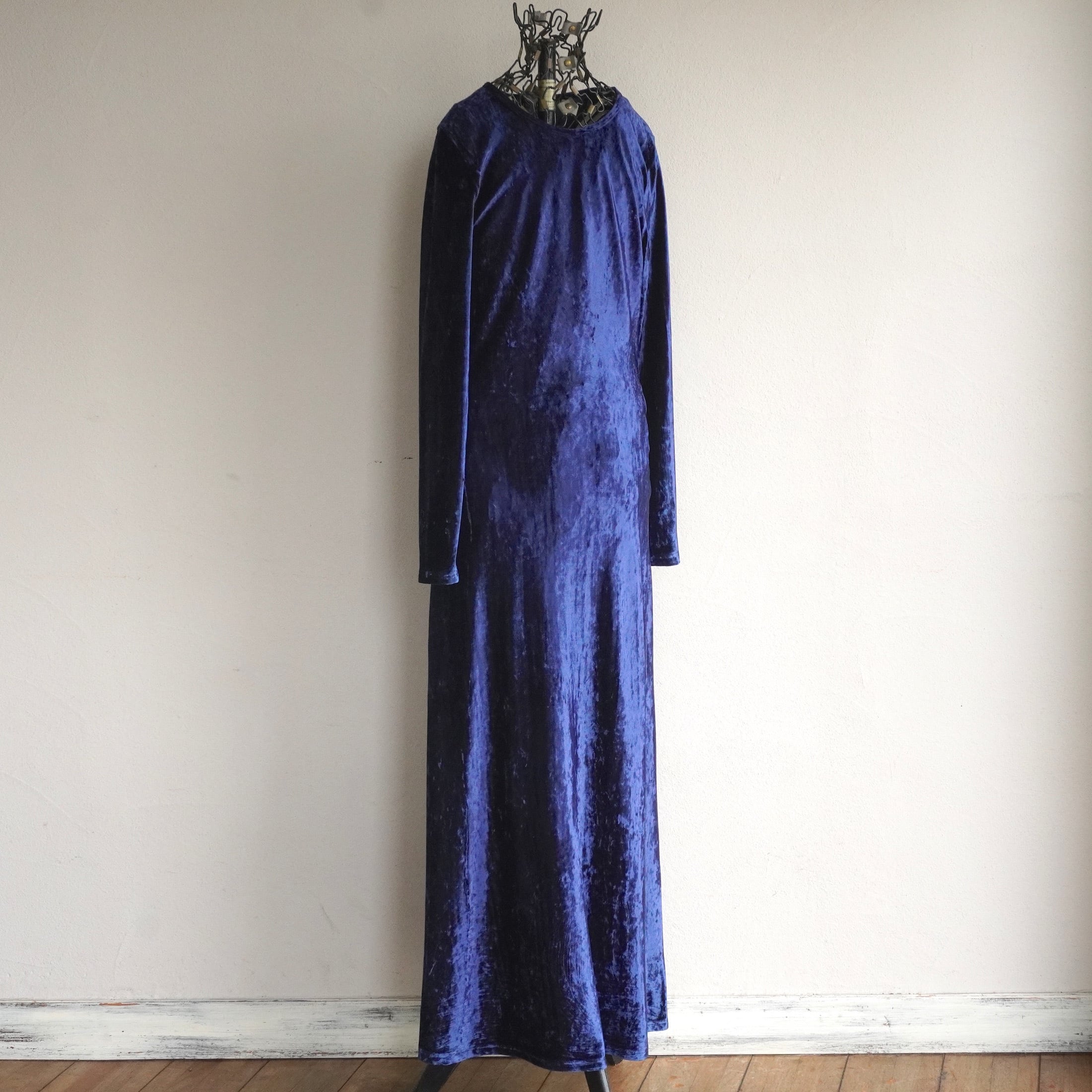 1990's〜 ENGLAND製 [Monsoon TWILIGHT] L/S ベロアマキシロングドレス