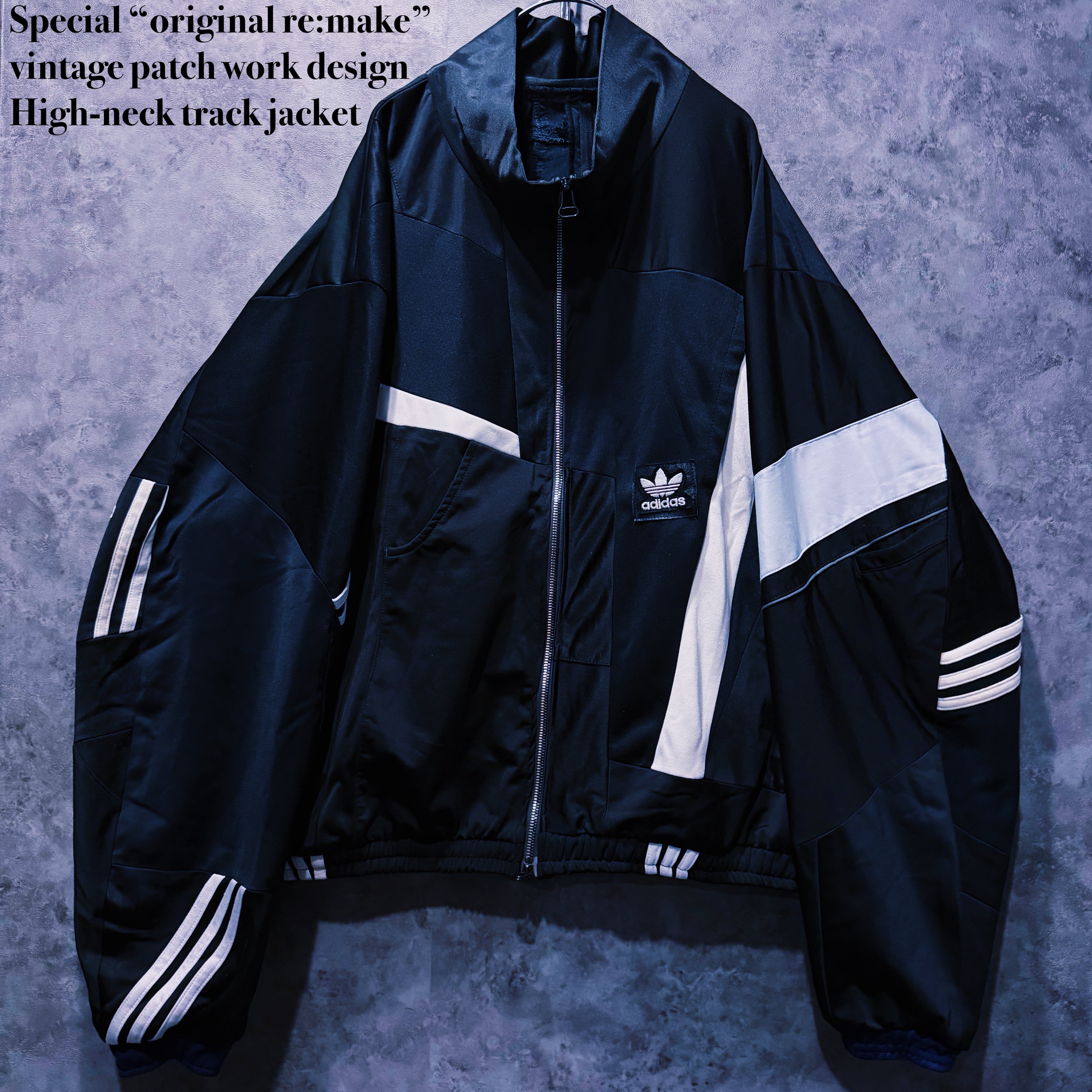 【doppio】Special “original re:make” vintage patch work design High-neck track jacket
