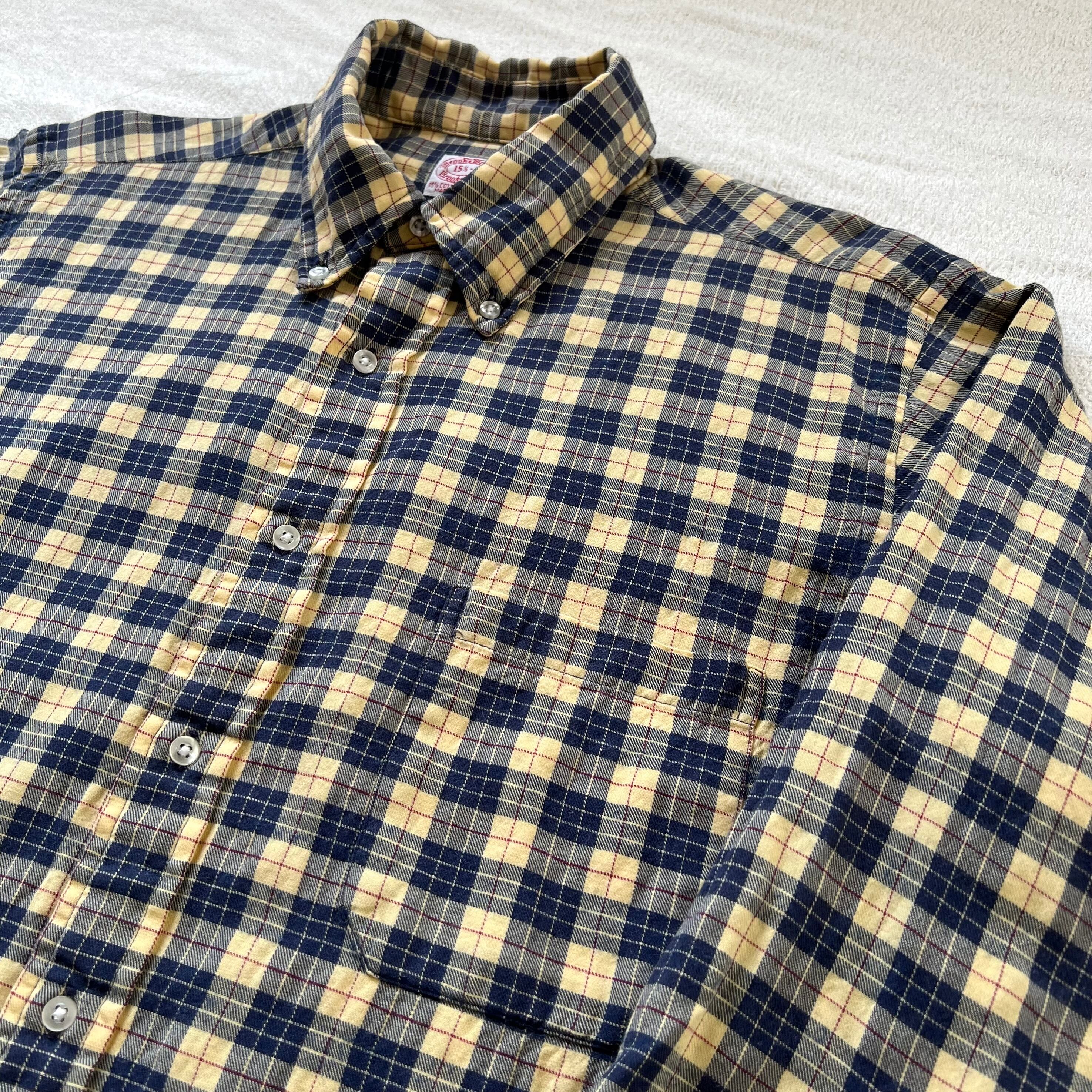 BROOKS BROTHERS / USA製/長袖シャツ/L/コットン/YLW/チェック// Brooks Brothers ブルックスブラザーズ USA製 ネルシャツ 長袖