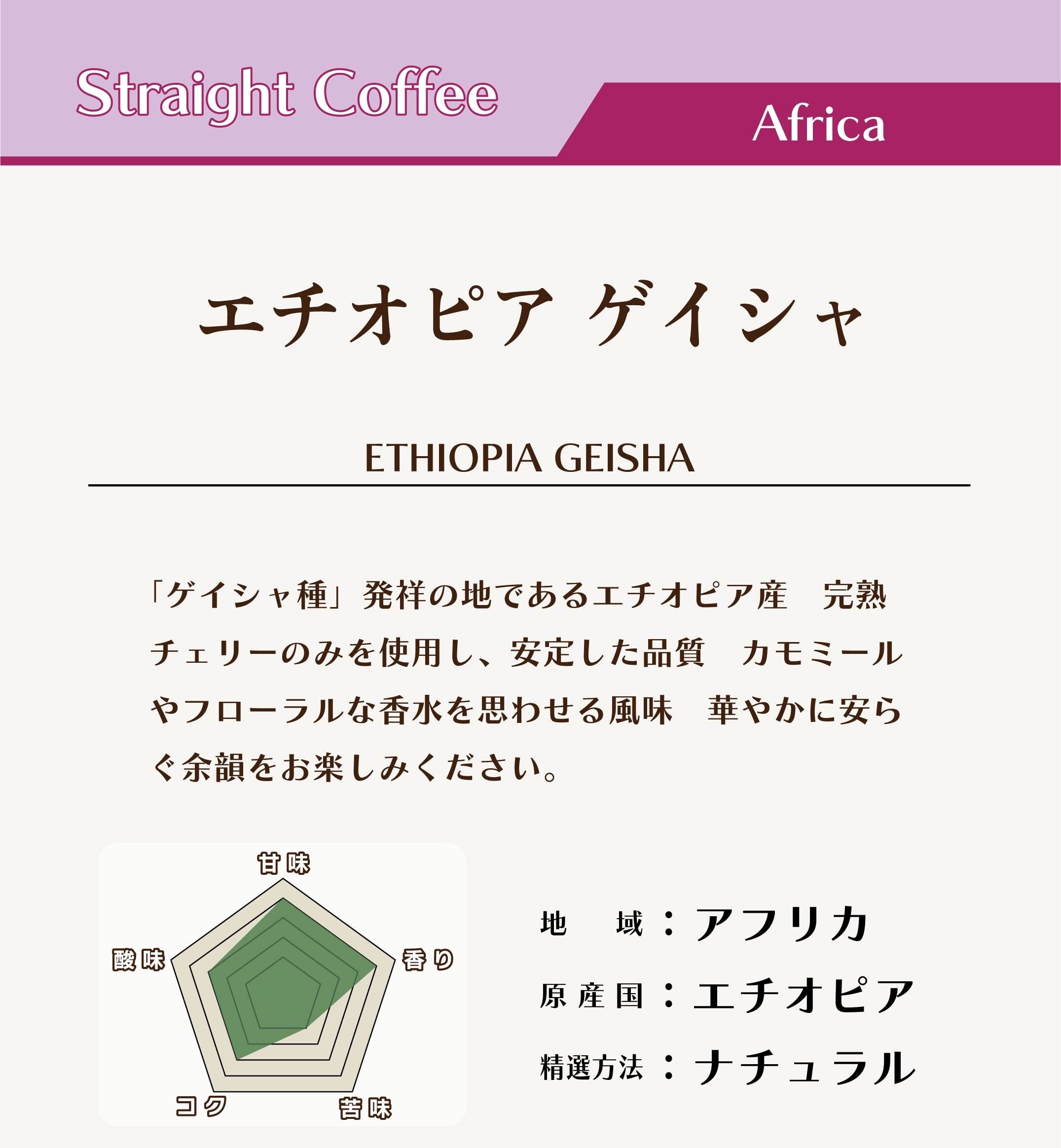 華やかなフレーバー】エチオピア ゲイシャ 200g（自家焙煎コーヒー豆