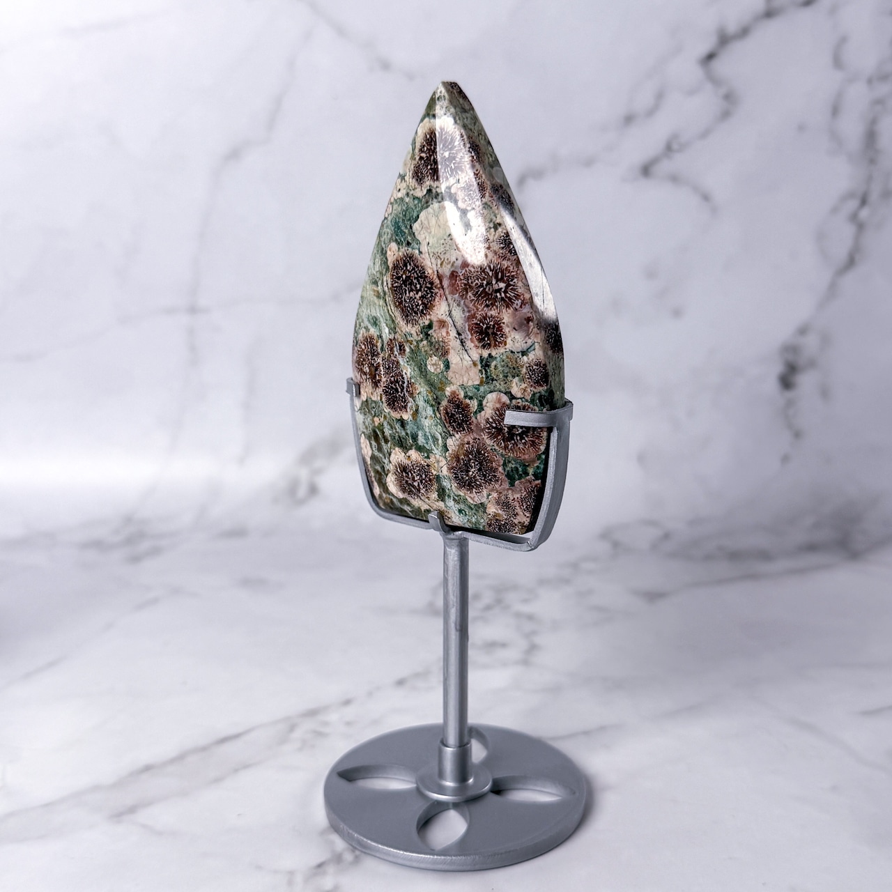 グリーンフラワージャスパー フレイム 専用台座付き * Jasper * 天然石