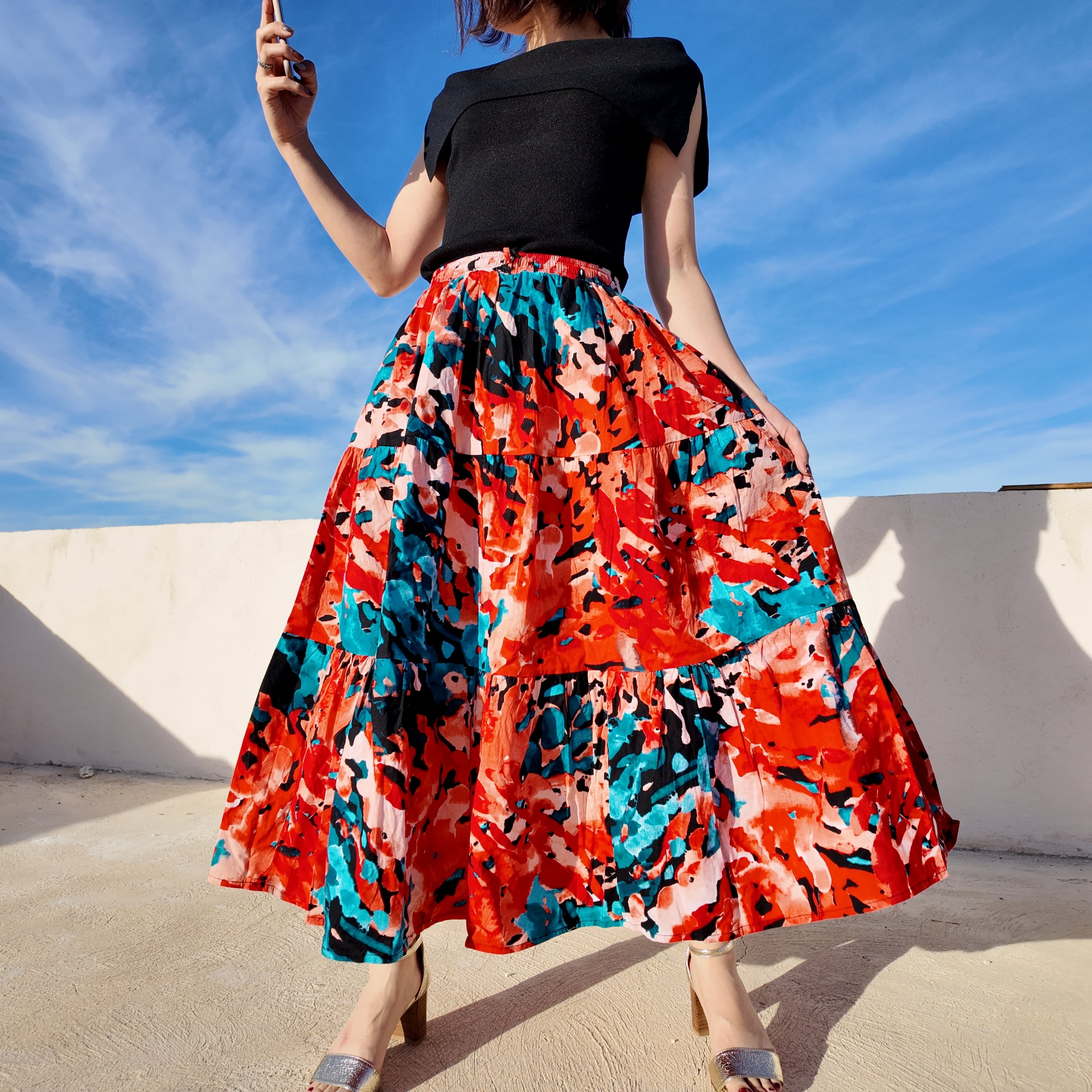 ティアードスカート=march pink