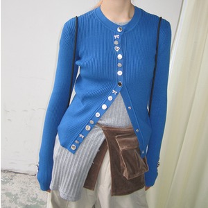 fitted rhinestone button knit cardigan 〈t1459〉