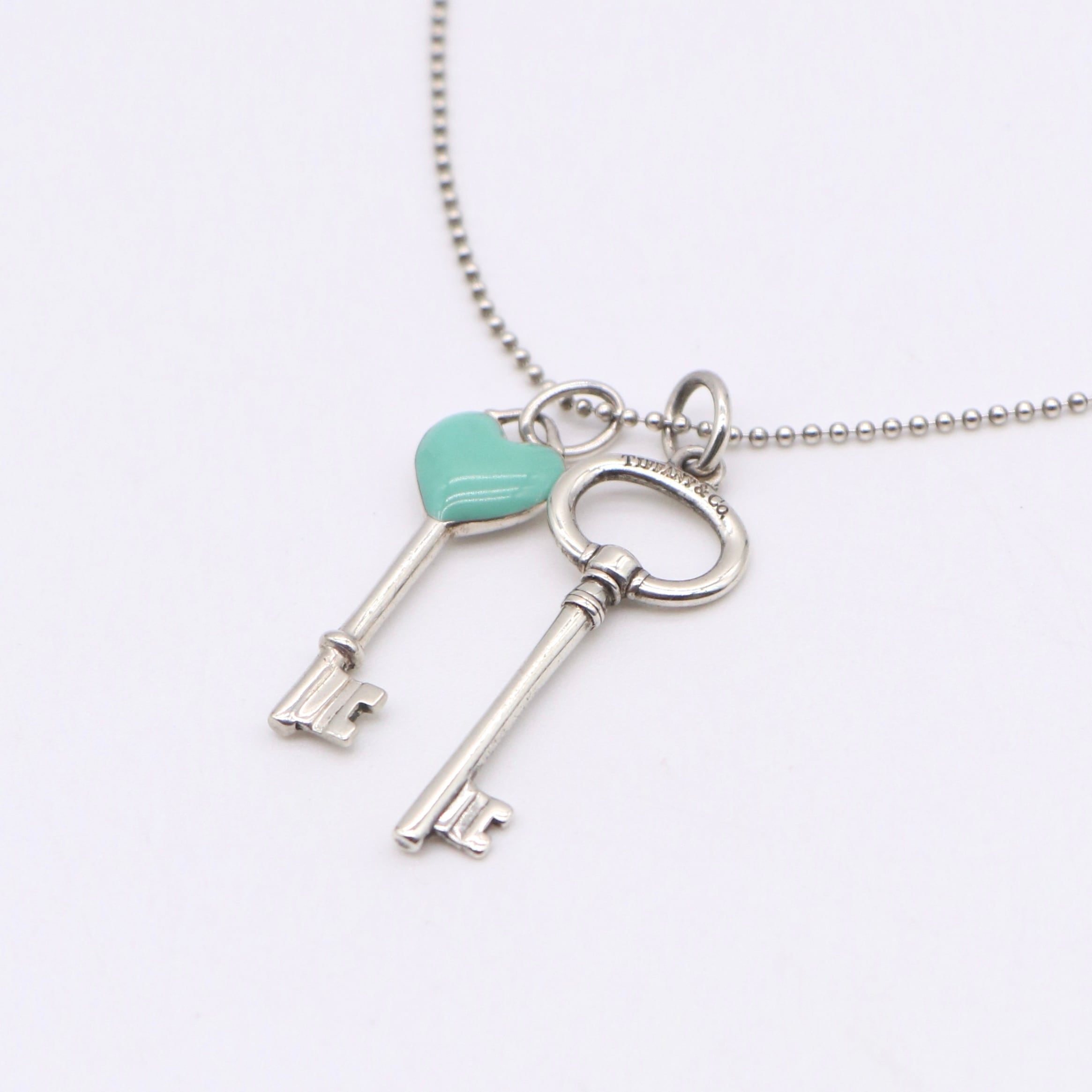 ティファニー キーネックレス Tiffany&Co. ブルーエナメル ハートキー ネックレス シルバー925