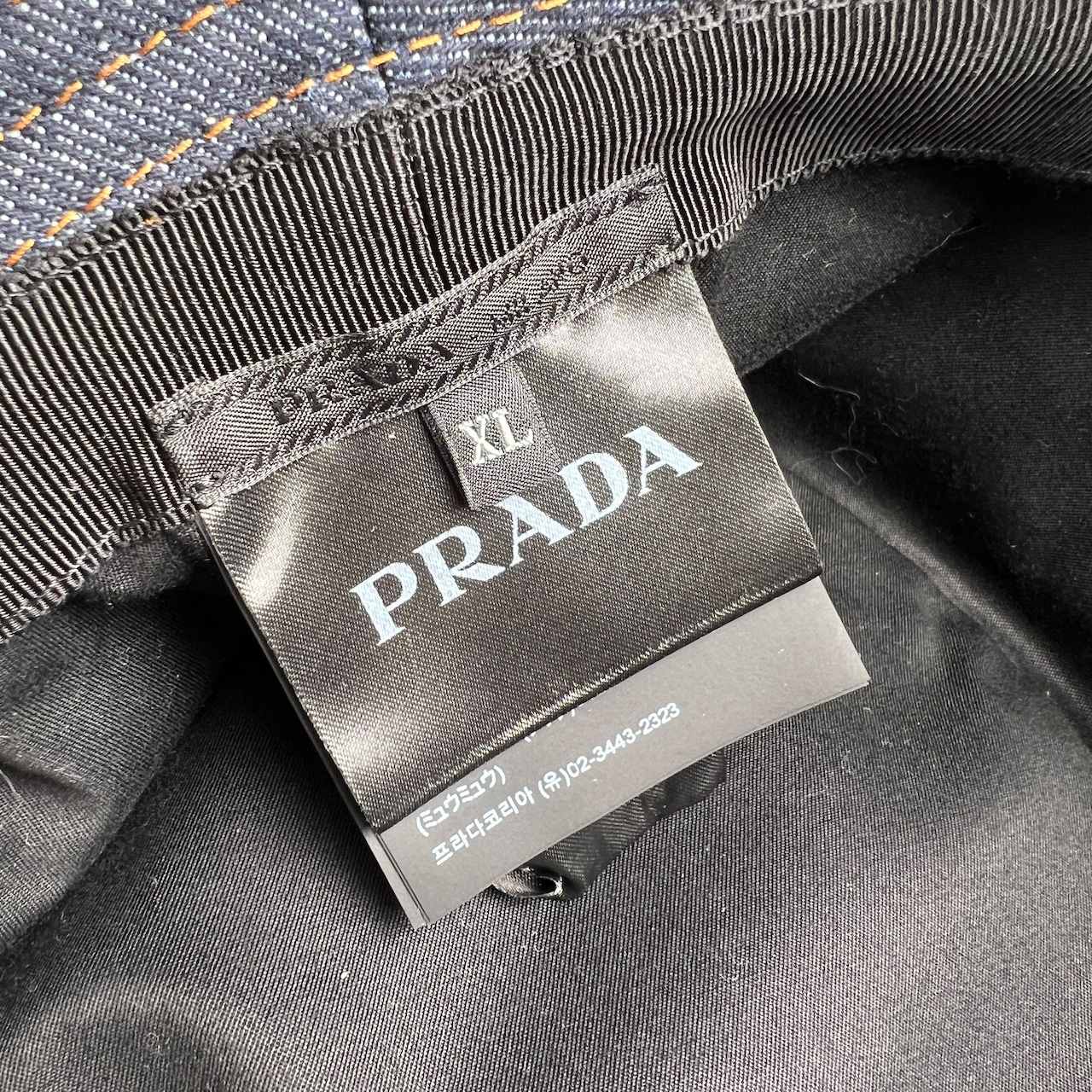 PRADA プラダ 三角ロゴ XL デニム 帽子 紺 A-12855