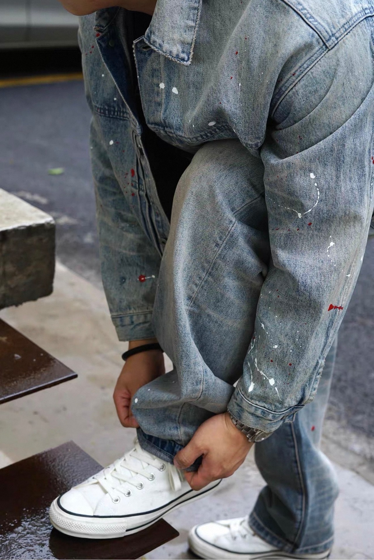 【セットアップで5000円お得】Gnomes Lab  Paint Noise Denim Setup（ペイントノイズ デニムセットアップ）