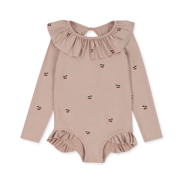 Konges Sløjd / MANUCA LS FRILL SWIMSUIT_CHERRY BLUSH(2y,3y,4y)