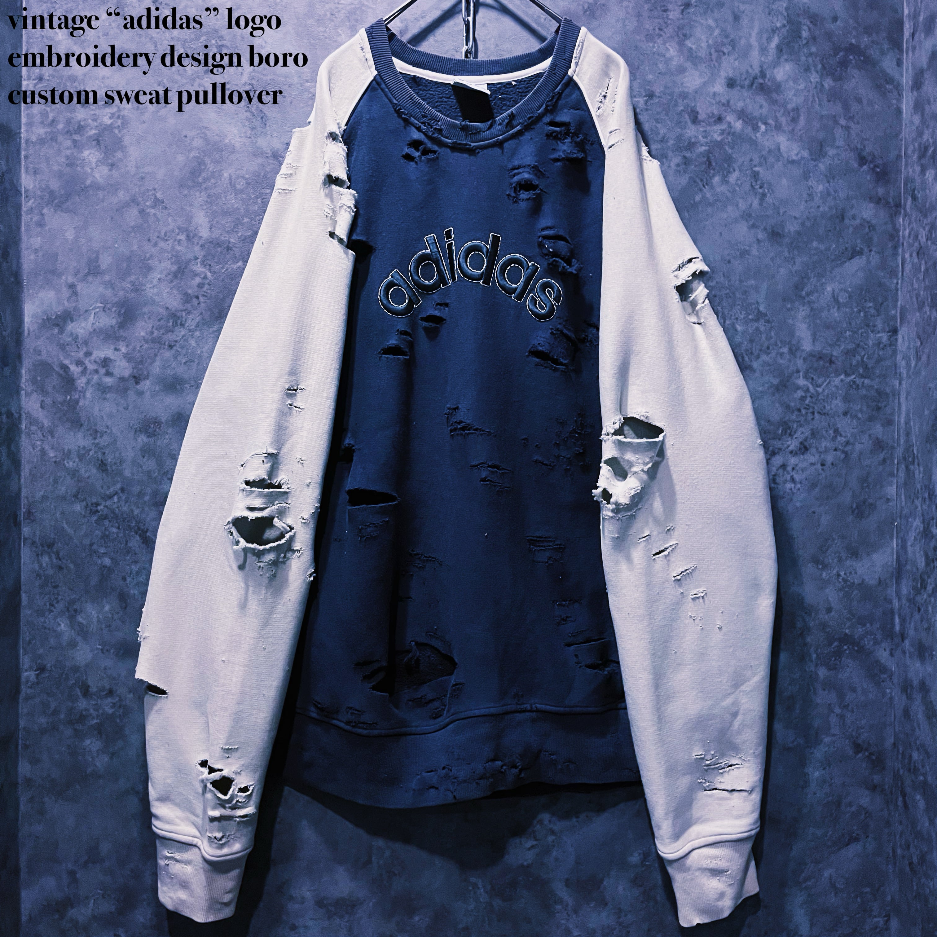 【doppio】vintage “adidas” logo embroidery design boro custom sweat pullover